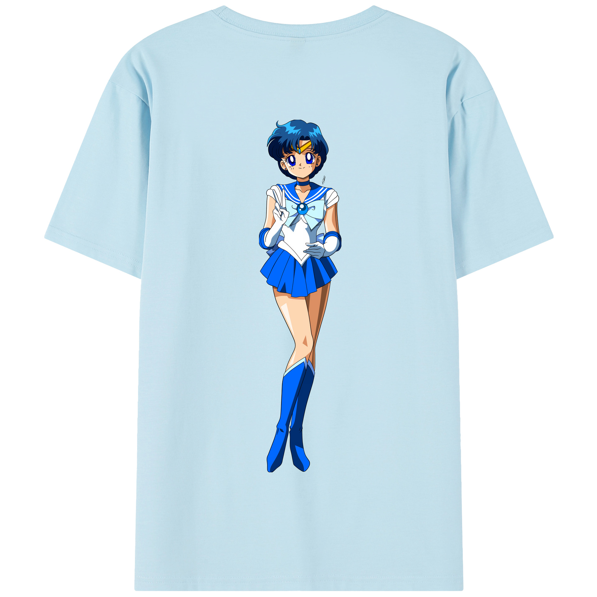 （画像用） 美少女戦士セーラームーン 水野 亜美 みずの あみ Sailor Moon Mizuno Ami 綿100％半袖Tシャツ（背面プリント）